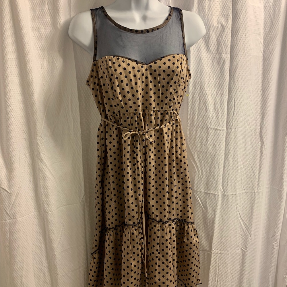 NEW WITH TAGS - never worn - American Rag dusty pink & navy polkadot dress LARGE